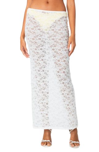 Oceana Sheer Lace Cover-Up Maxi Skirt