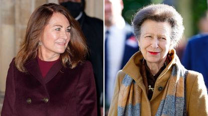 Composite of a picture of Carole Middleton at Together at Christmas 2021 and a picture of Princess Anne at QIPCO British Champions Day at Ascot Racecourse in 2024