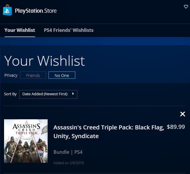playstation wishlist