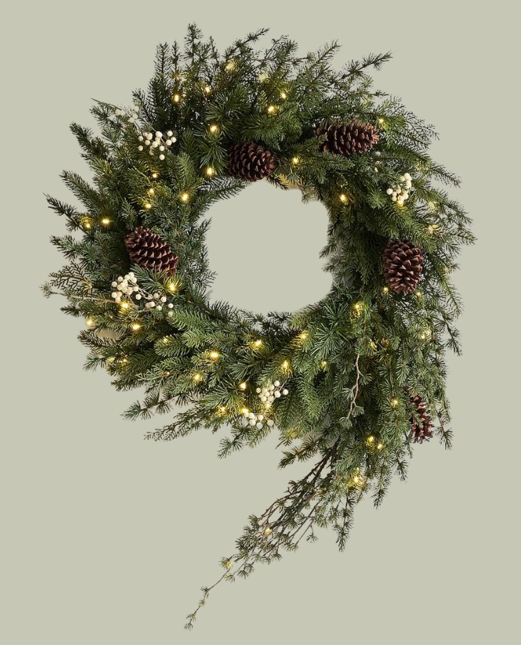 Pottery Barn, Faux Lit Oversized Avant-Garde Wreath