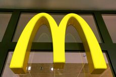 McDonald's logo on a restaurant in a shopping center in Krakow, Poland