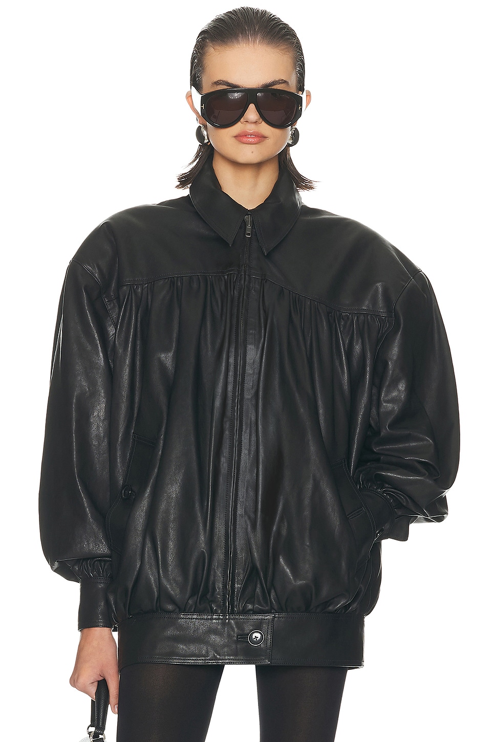 The Shirred Oversized Leather Jacket