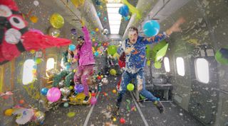 The four members of the band OK Go performed choreography in the middle of several microgravity-inducing flights to produce the music video for their song ''Upside Down & Inside Out.''
