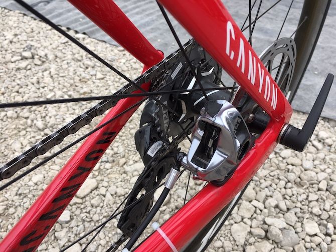 A look at the back side of the new SRAM 12-speed cassette and eTap derailleur