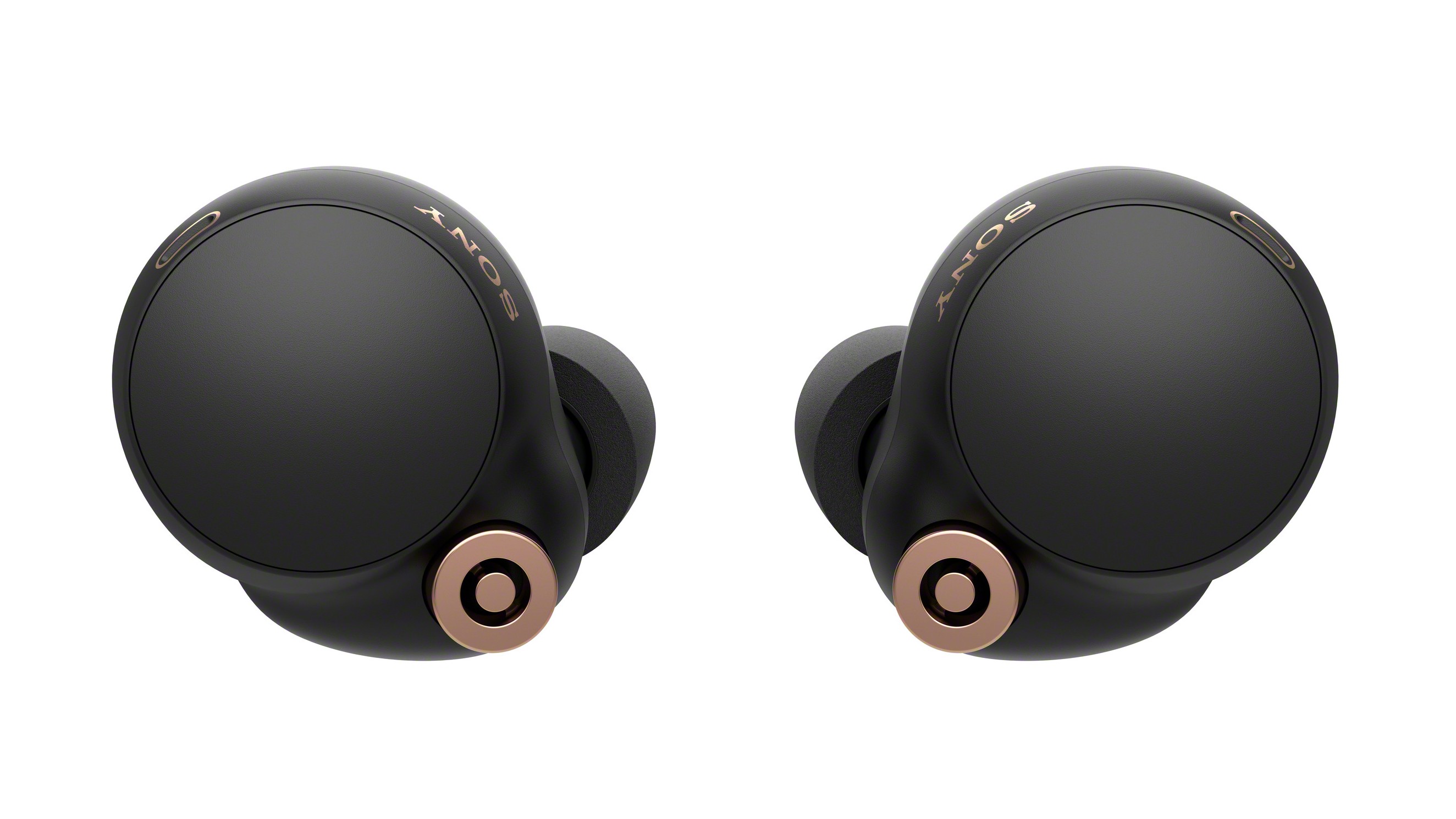 The Sony WF-1000XM4 wireless earbuds in black
