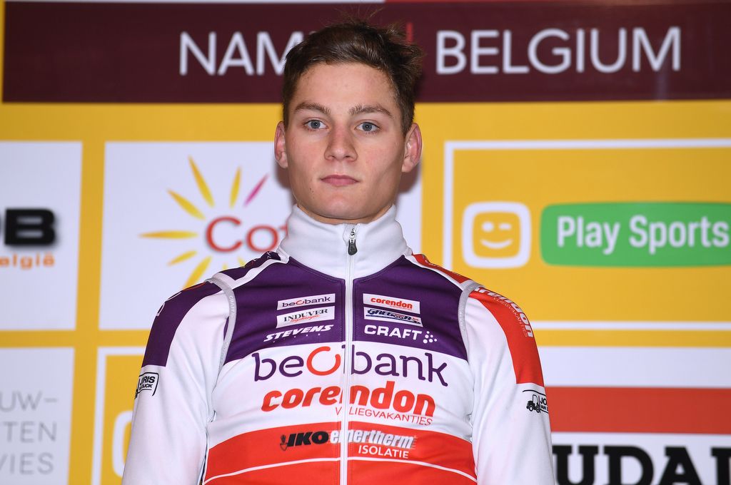 Race winner Mathieu van der Poel (Beobank-Corendon) on the podium