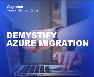 Person points at a laptop - Demystify Azure migration - whitepaper from Cognizant