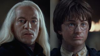 Jason Isaacs and Daniel Radcliffe side by side from Harry Potter 2