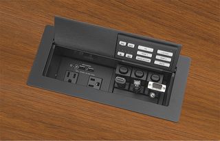 Extron introduces the NBP 1200C, a Cable Cubby with network button panel control