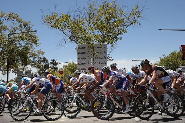 Riders corner during the 90 kilometre circuit race.