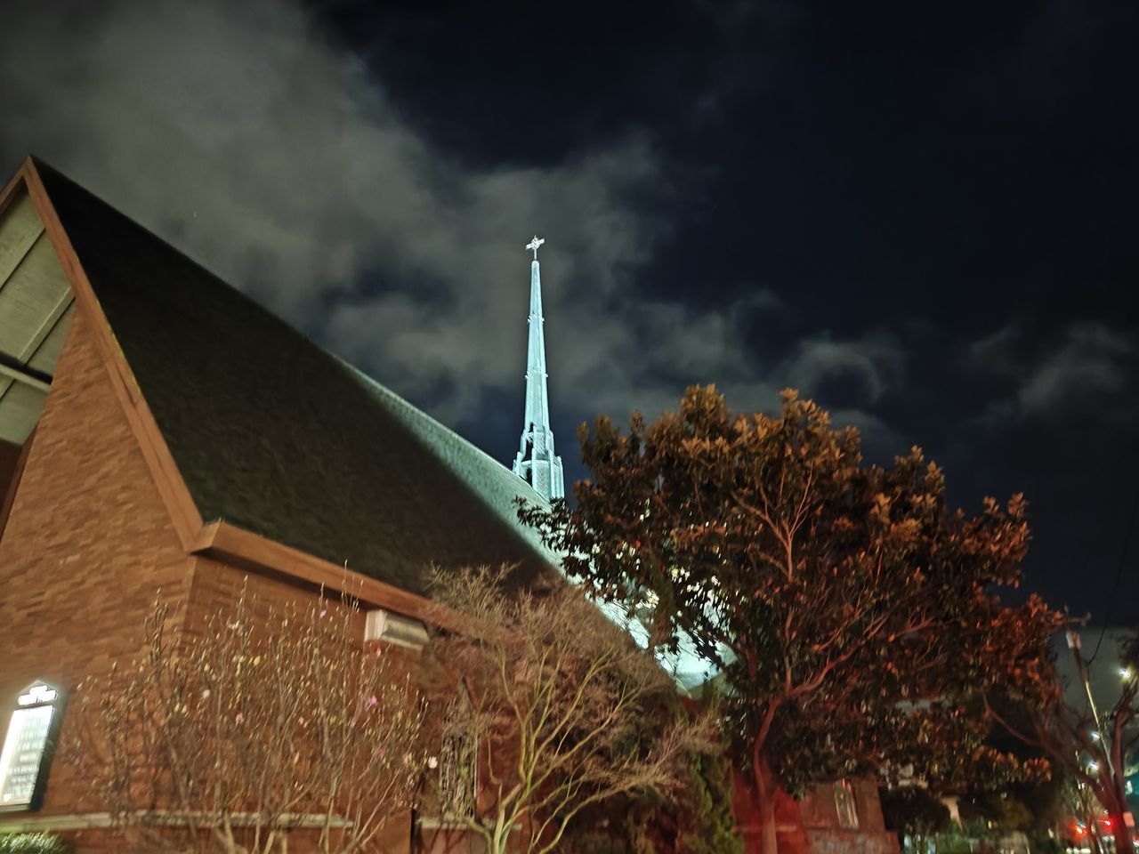 Church spire at night shot by OnePlus 13R
