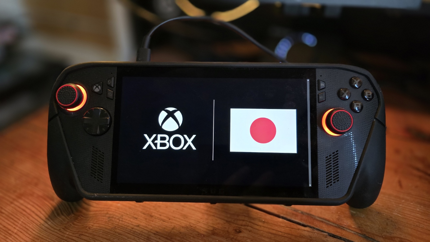 Xbox Ally with Japanese flag on the screen