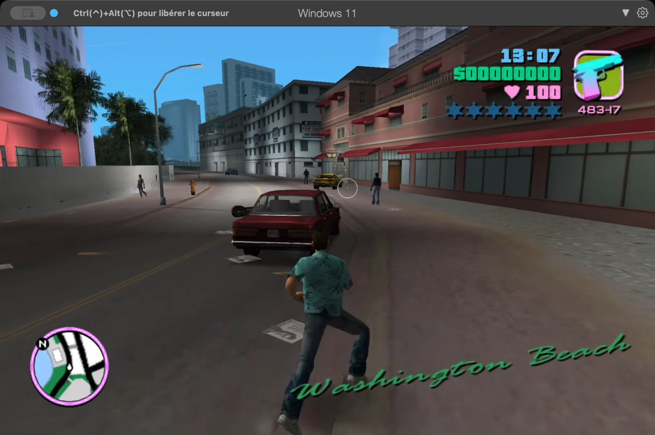 Shooting at GTA Vice City from inside GTA San Andreas