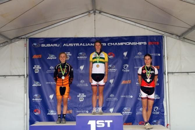 U19 women's podium at the Australian cross country nationals