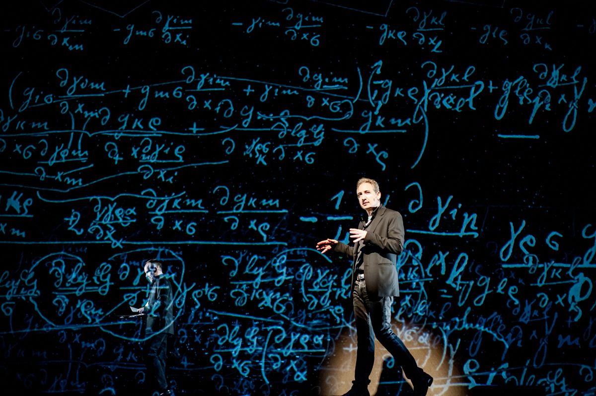 Theoretical physicist and science popularizer Brian Greene presenting at the World Science Festival.