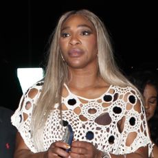 Serena Williams in a white crochet mini dress at the 2024 Met Gala afterparty May 2024