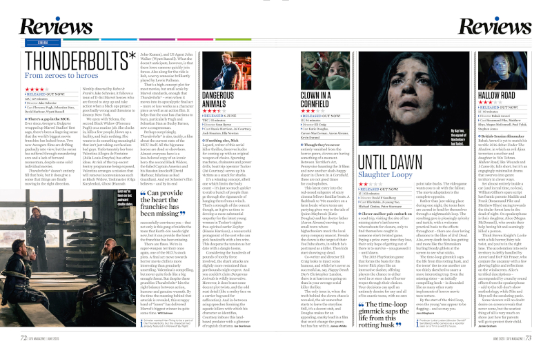 Two pages of film reviews.