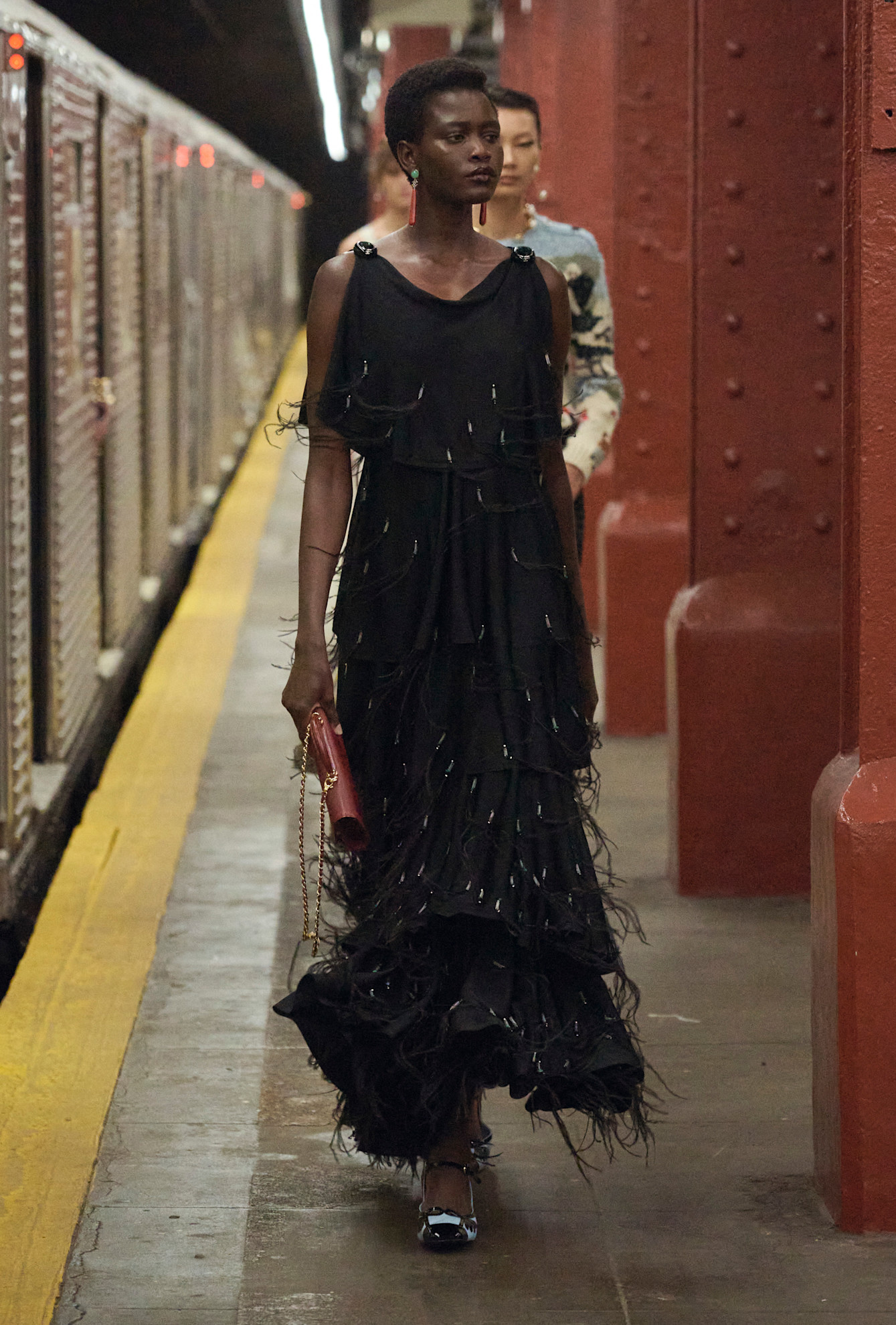 models walk the subway runway for the chanel metiers d'art 2026 show in new york city