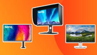 Three of the best monitors for photo editing on an orange background