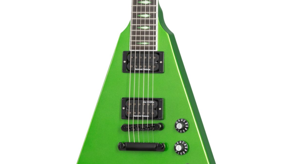 Gibson Dave Mustaine Flying V EXP Rust In Peace in Alien Tech Green
