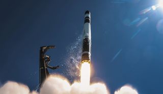 A Rocket Lab Electron rocket launches on the "Insight at Speed is a Friend Indeed" mission from New Zealand on March 5, 2026.
