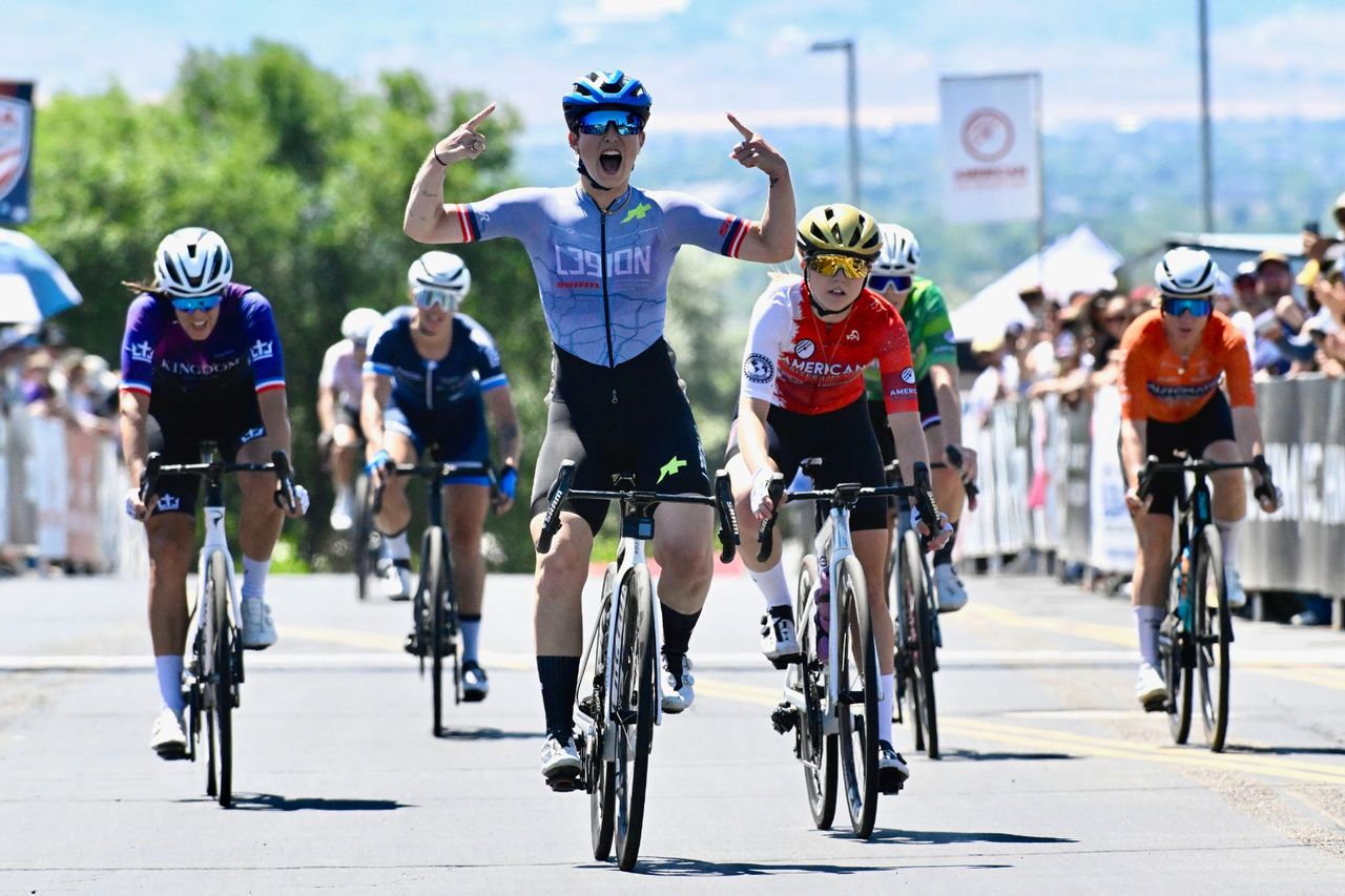 Kendall Ryan (L39ion of Los Angeles) wins 2024 Salt Lake Criterium p/b LHM-CC ahead of Skylar Schneider (Miami Blazers)