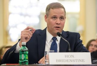 The Senate voted to confirm Rep. Jim Bridenstine (R-Oklahoma) as the new NASA Administrator on April 19, 2018. Bridenstine, shown here testifying at his nomination hearing, was tapped by President Donald Trump to lead the space agency.