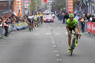 Davide Formolo (Cannondale-Drapac) desperately tries to hold off the chase