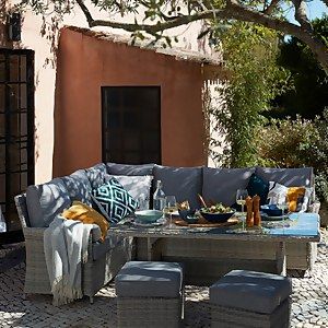 Florence Grey Rattan Effect Garden Corner Sofa Set