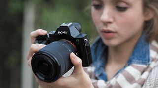 Sony A7 camera in the hand