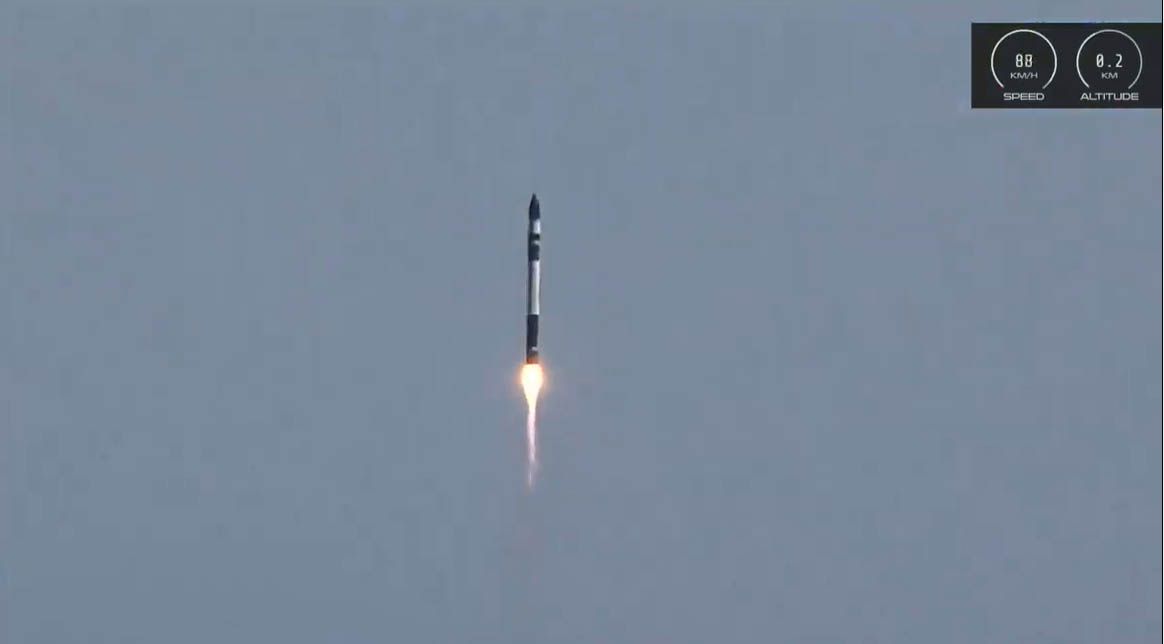 A Rocket Lab Electron booster launches the NROL-151 satellite for the U.S. National Reconnaissance Office from Mahia Peninsula on New Zealand&#039;s North Island on Jan. 31, 2020. 