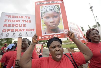 Women in Nigeria protest for the release of the girls kidnapped by Boko Haram