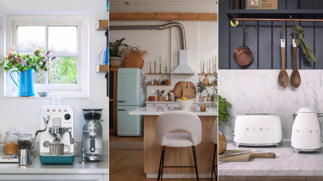 Three kitchens featuring Smeg appliances