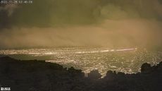The lava-filled Moku'āweoweo caldera as captured by the USGC webcam. 