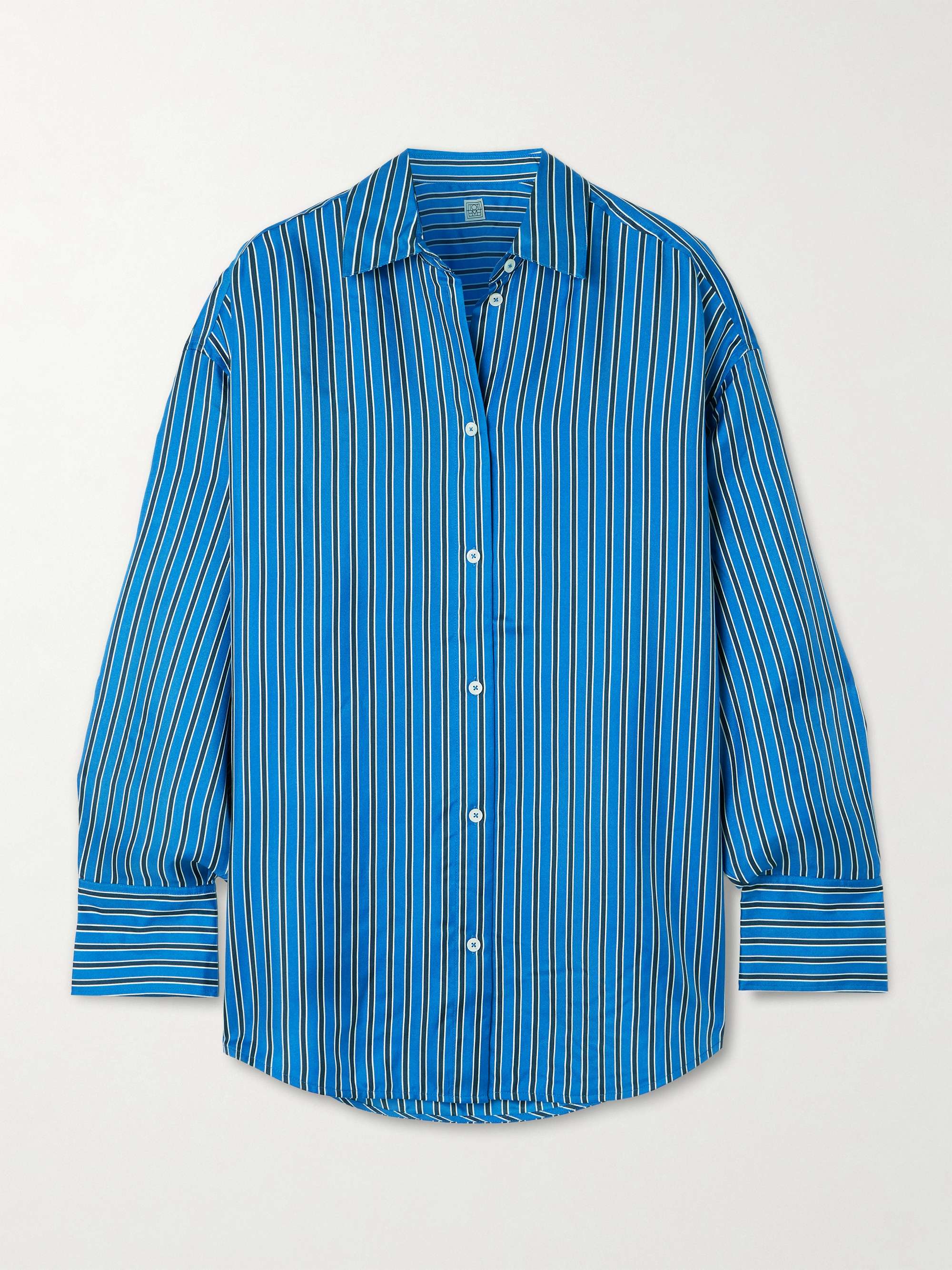 Oversized striped silk twill shirt