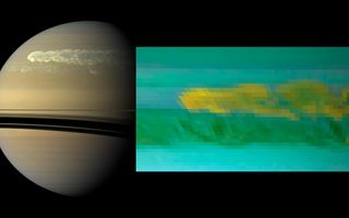 Cassini Reveals Two Images of Saturn Storm 