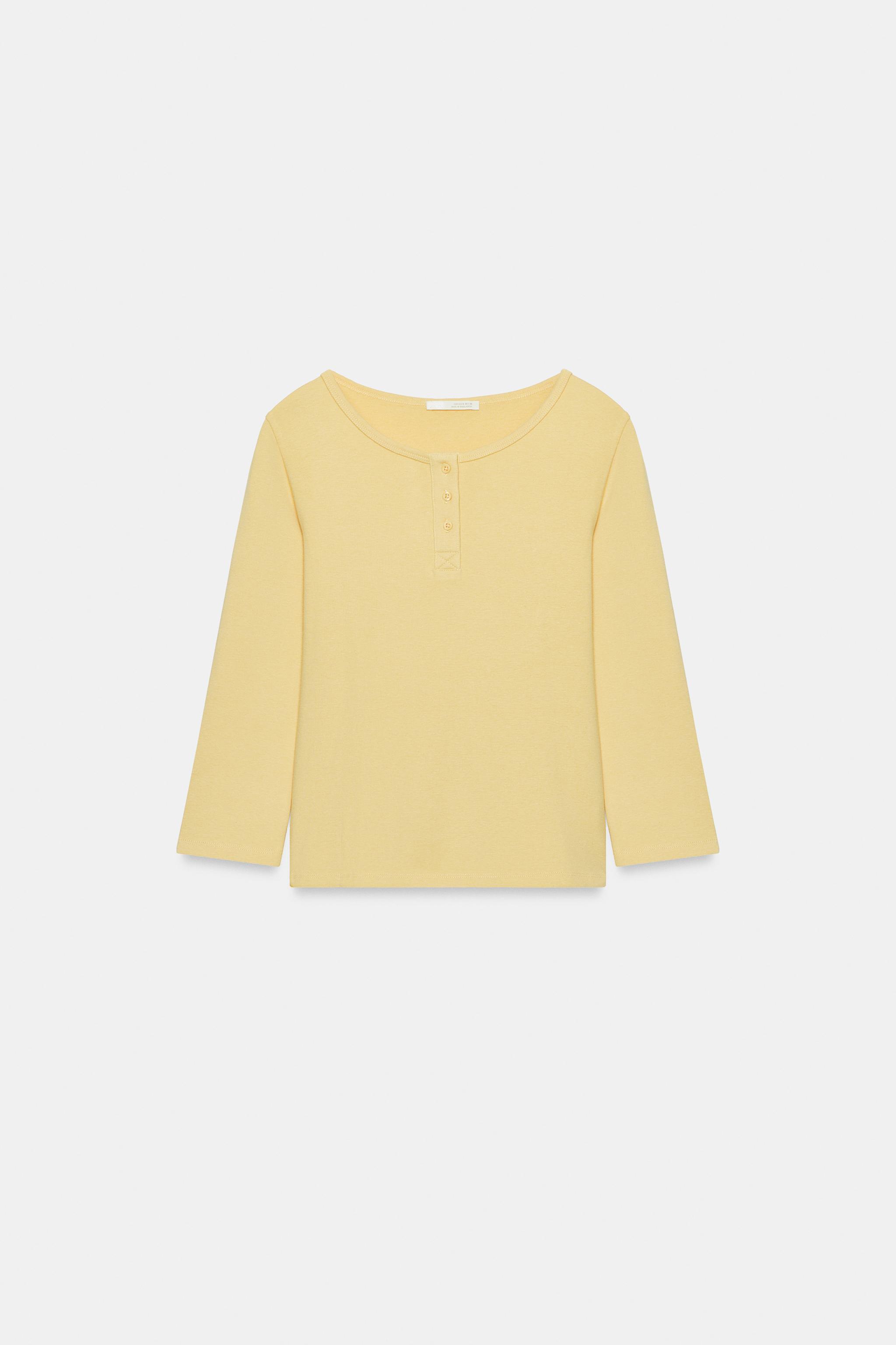 Henley T-Shirt - Yellow - S
