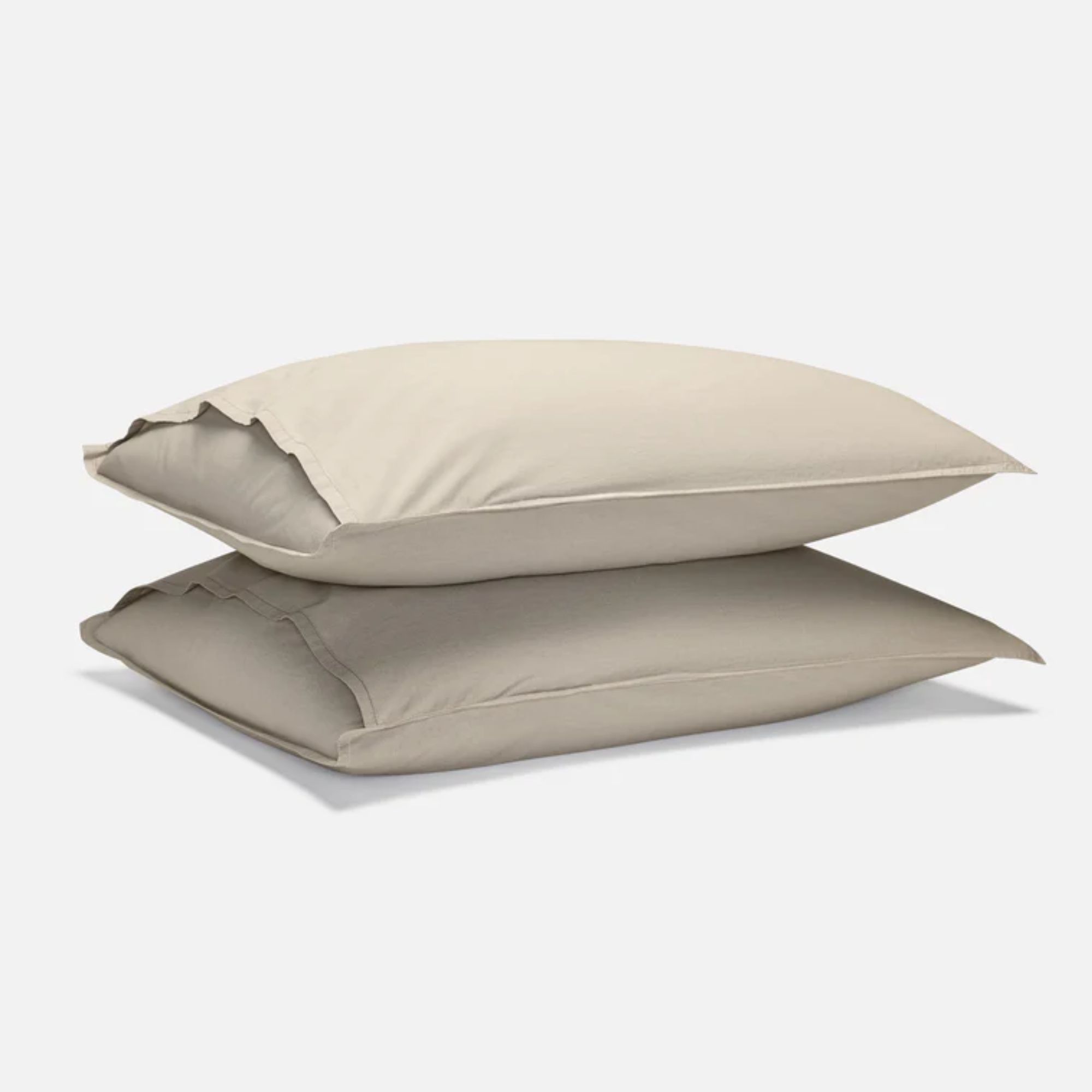Two taupe pillowcases