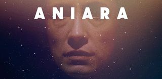 En promobild för Aniara, där ett ansikte skymtas i en stjärnfylld rymd.