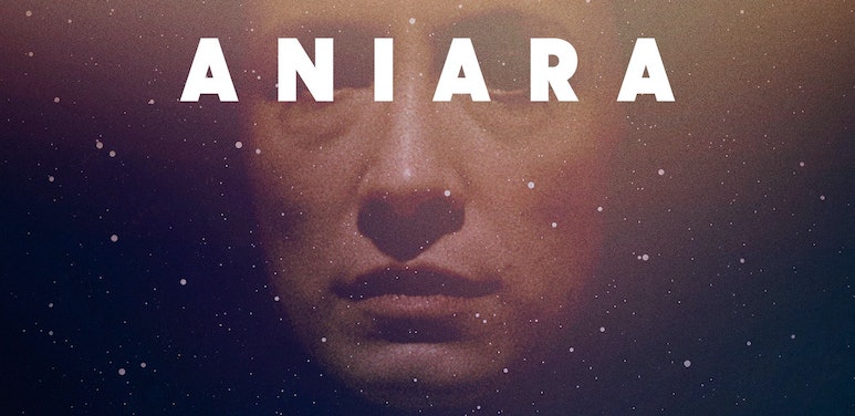 En promobild f&amp;ouml;r Aniara, d&amp;auml;r ett ansikte skymtas i en stj&amp;auml;rnfylld rymd.