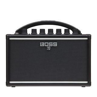 A Boss Katana-Mini guitar amp on a white background