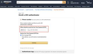 Amazon two step verification phone number