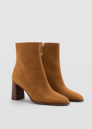 Brown Heeled Suede Ankle Boots