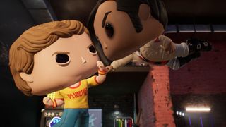 Funko Pop! versions of Scott Pilgrim and Matthew Patel fight in Funko Fusion