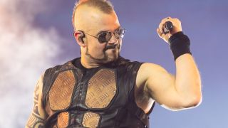 Joakim Brodén of Sabaton performing live in 2025