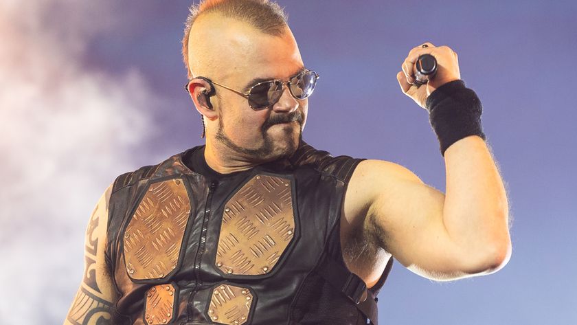 Joakim Brodén of Sabaton performing live in 2025