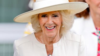 Queen Camilla attends King George Day at Ascot Racecourse on July 26, 2025 in Ascot