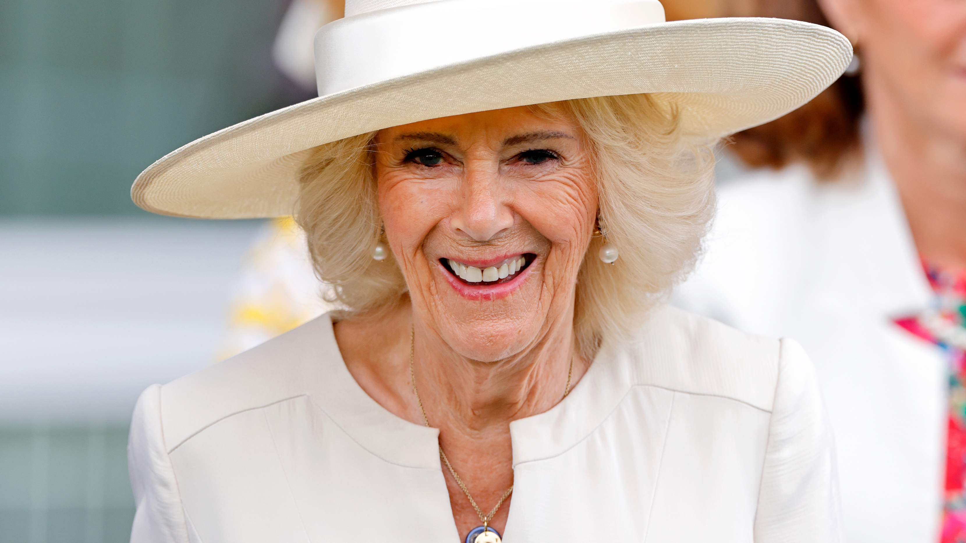 Queen Camilla attends King George Day at Ascot Racecourse on July 26, 2025 in Ascot