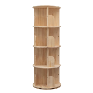 rotating wooden bookshelf
