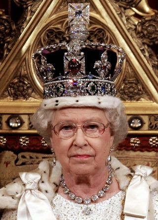 Queen Elizabeth ll wears the Imperial State Crown at the State Opening of Parliament on November 15, 2006